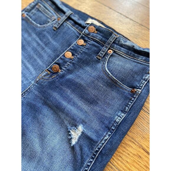 MADEWELL ‘10” High-Rise Skinny’ Distressed Button-Fly Stretch Jeans sz 29 (w30) - Picture 2 of 13